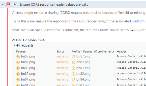 Ensure CORS response header values are valid